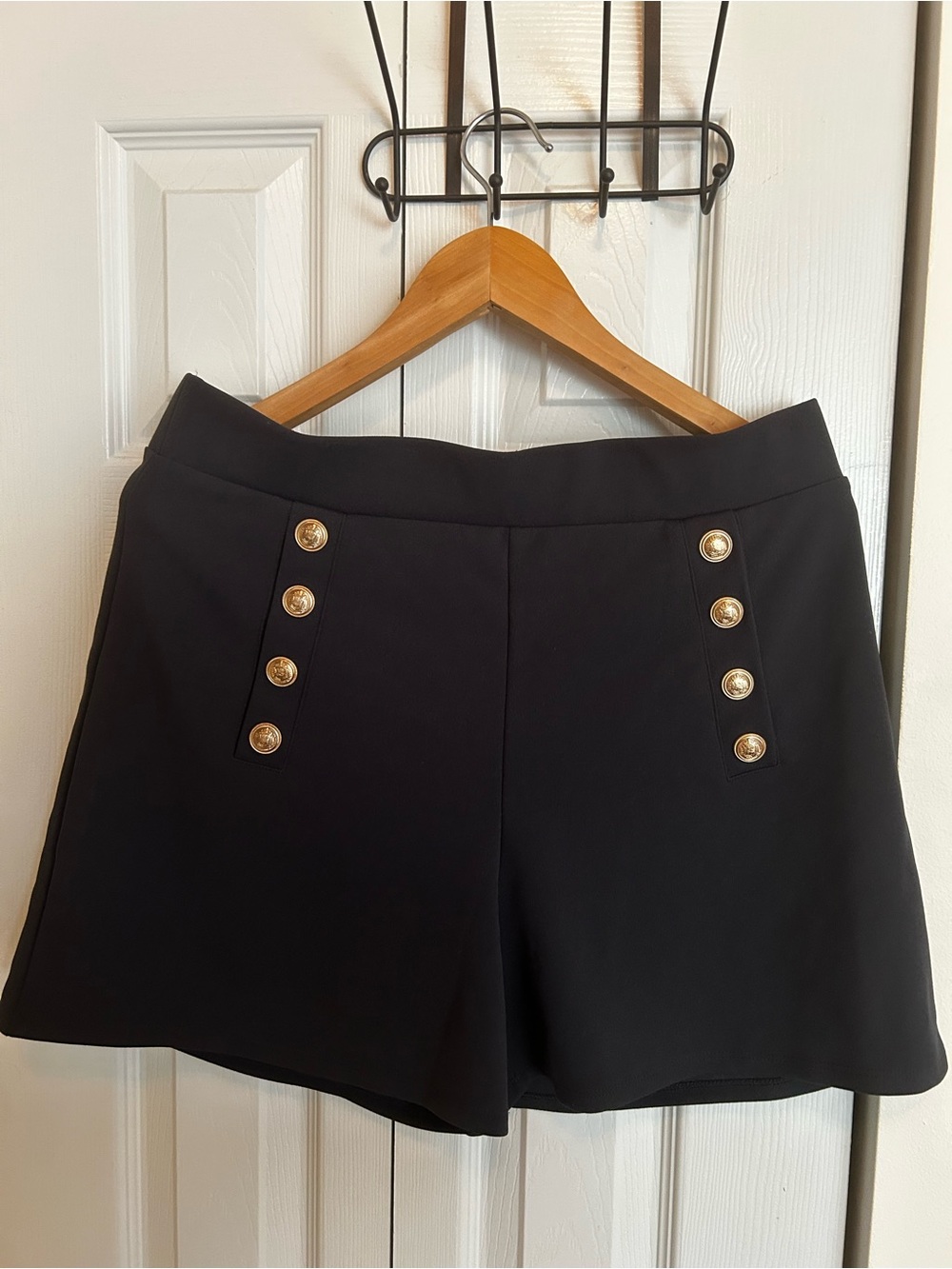 H&M Navy High-Waist Sailor Button Shorts